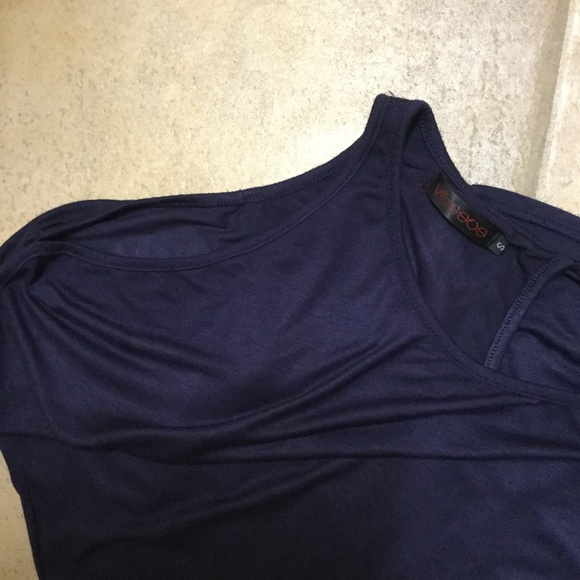 Navy open shoulder blouse - Picture 5 of 5